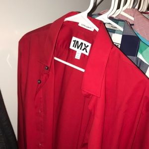Dress shirt. Red. Extra slim fit. Large.